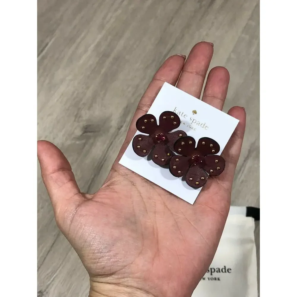 kate spade Blooming Bling Leather Flower Earrings